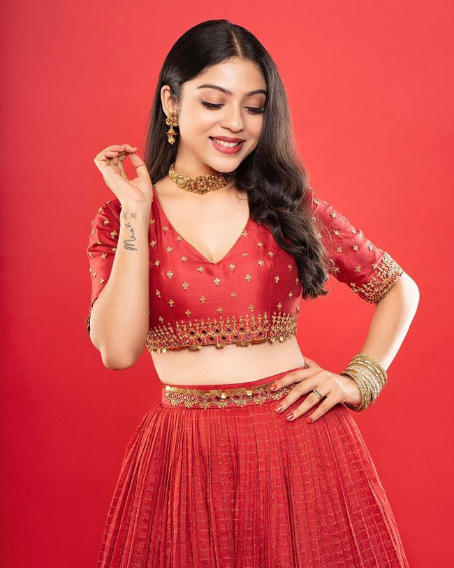 Adorable Pics Of Varsha Bollamma In Colorful Dress